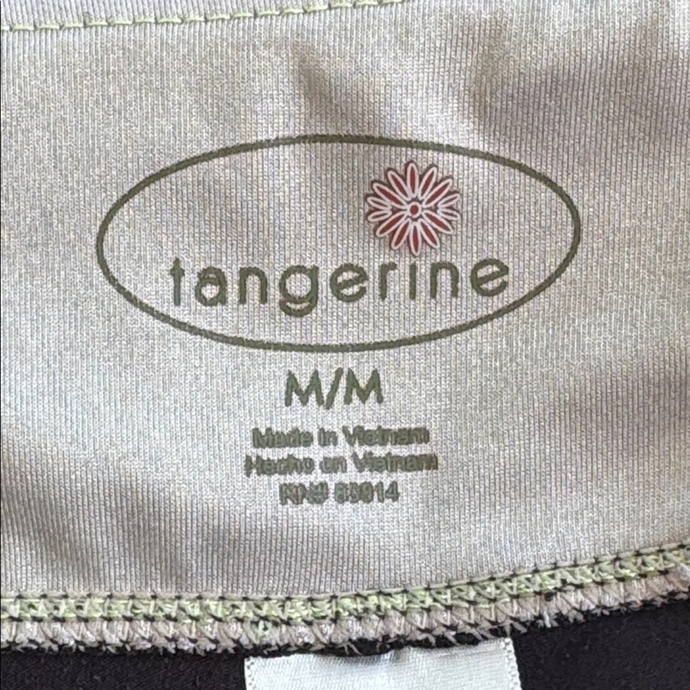 Tangerine black white stripe crop length mid rise workout leggings size medium